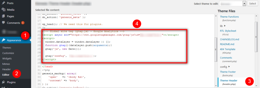 Google Analytics Tracking Code Manually to WordPress