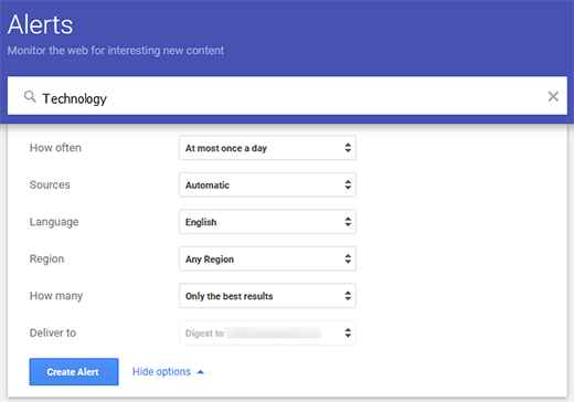 how to change google alerts setting